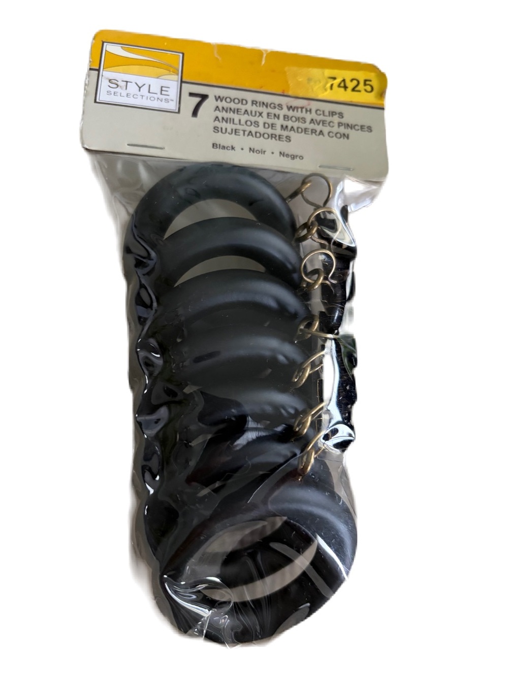 STYLE Selections Black Wooden Curtain Rings with Clips (7)